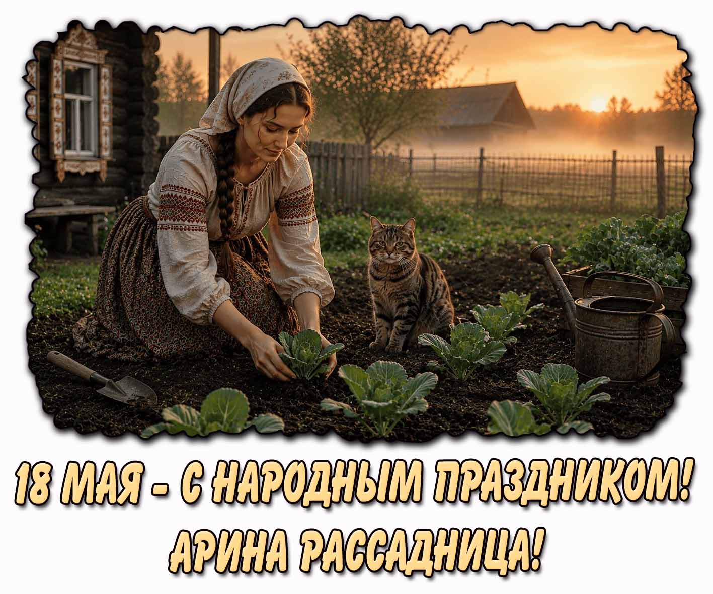 Открытка "18 мая - с народным праздником! Арина Рассадница!"