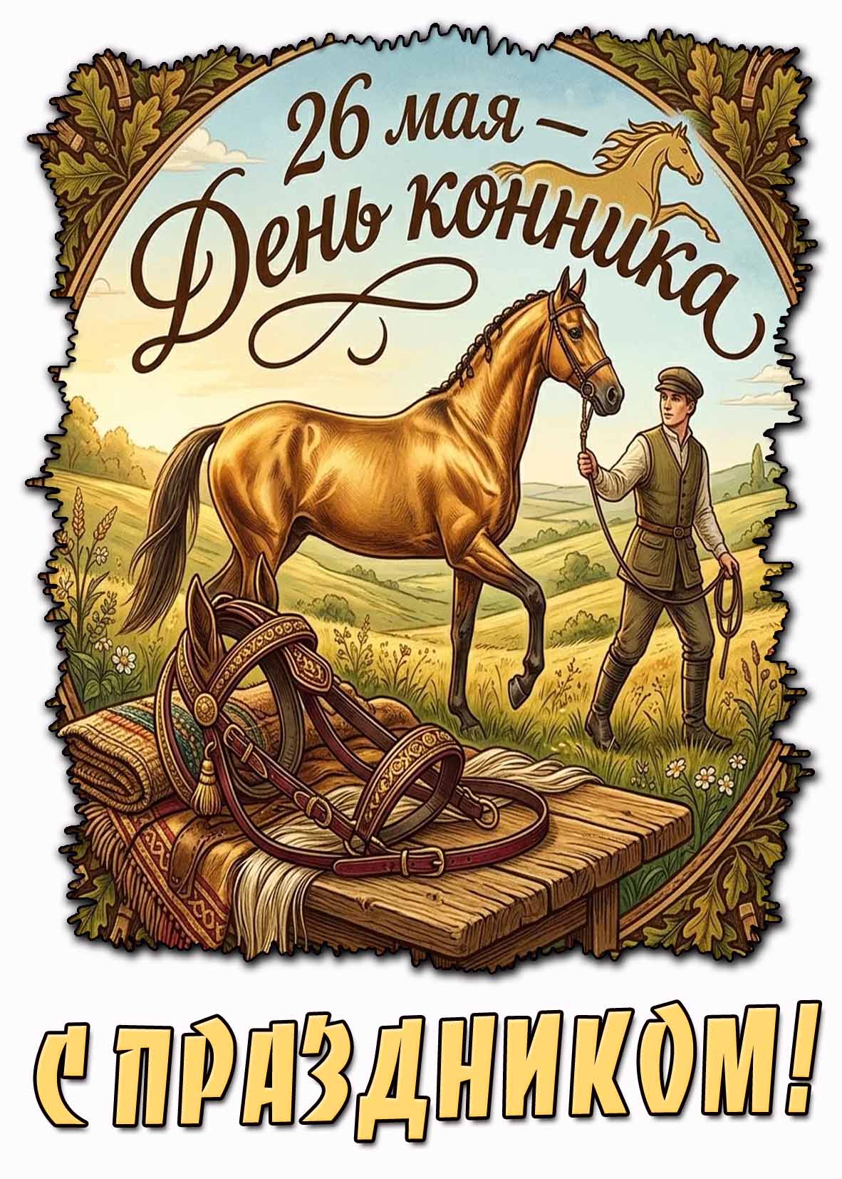 Открытка 26 мая - день конника! С праздником!.