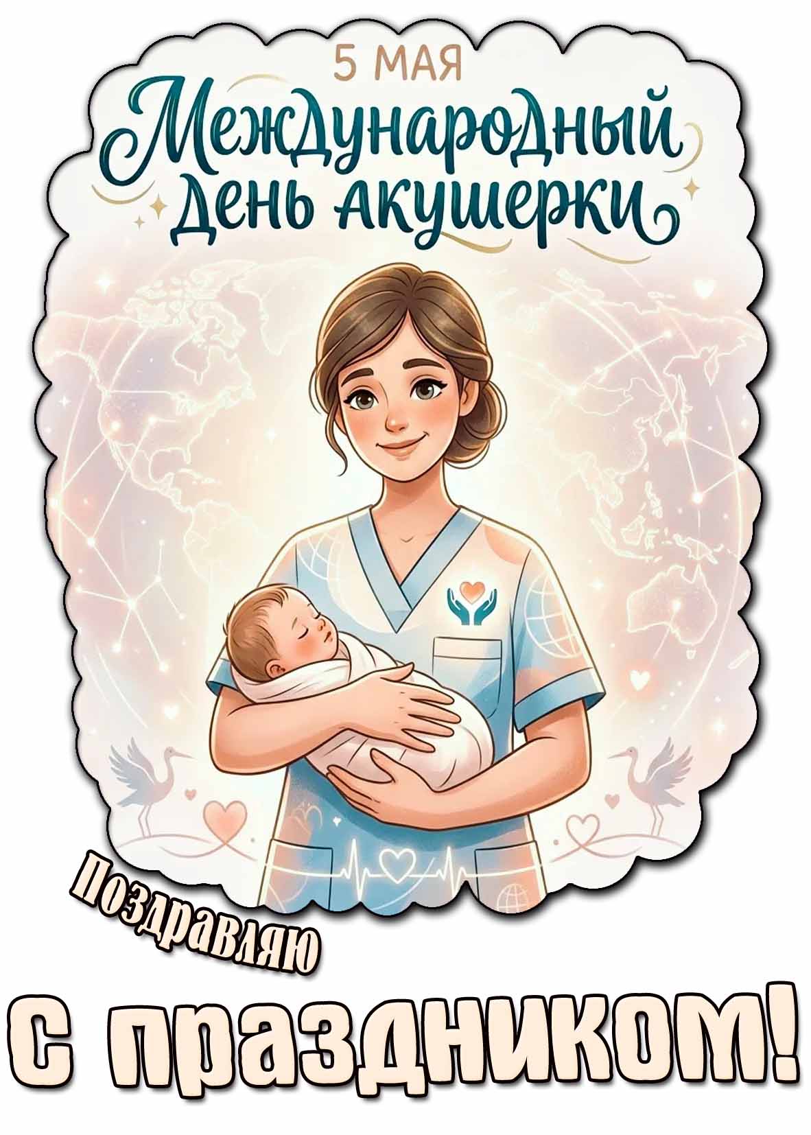 Открытка "5 мая- Международный день акушерки! Поздравляю с праздником!"