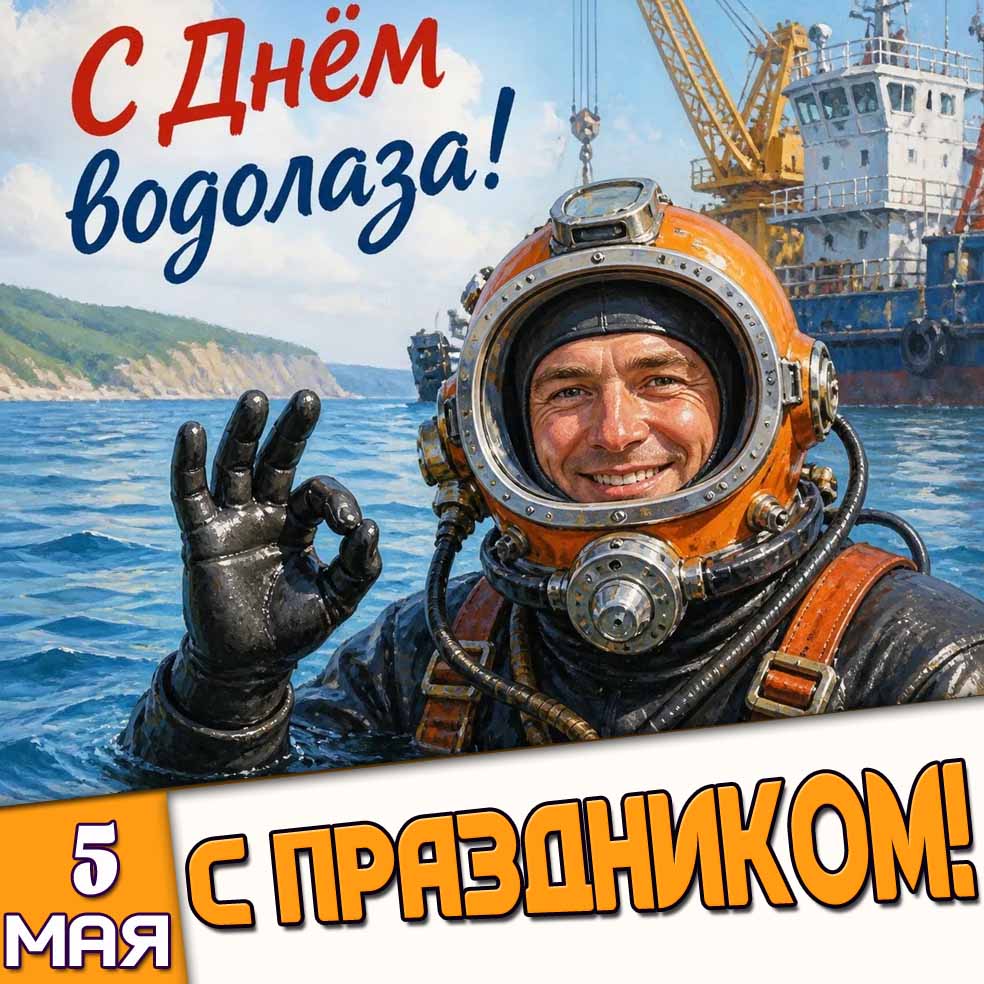 Открытка "5 мая - с днём водолаза! С праздником!"