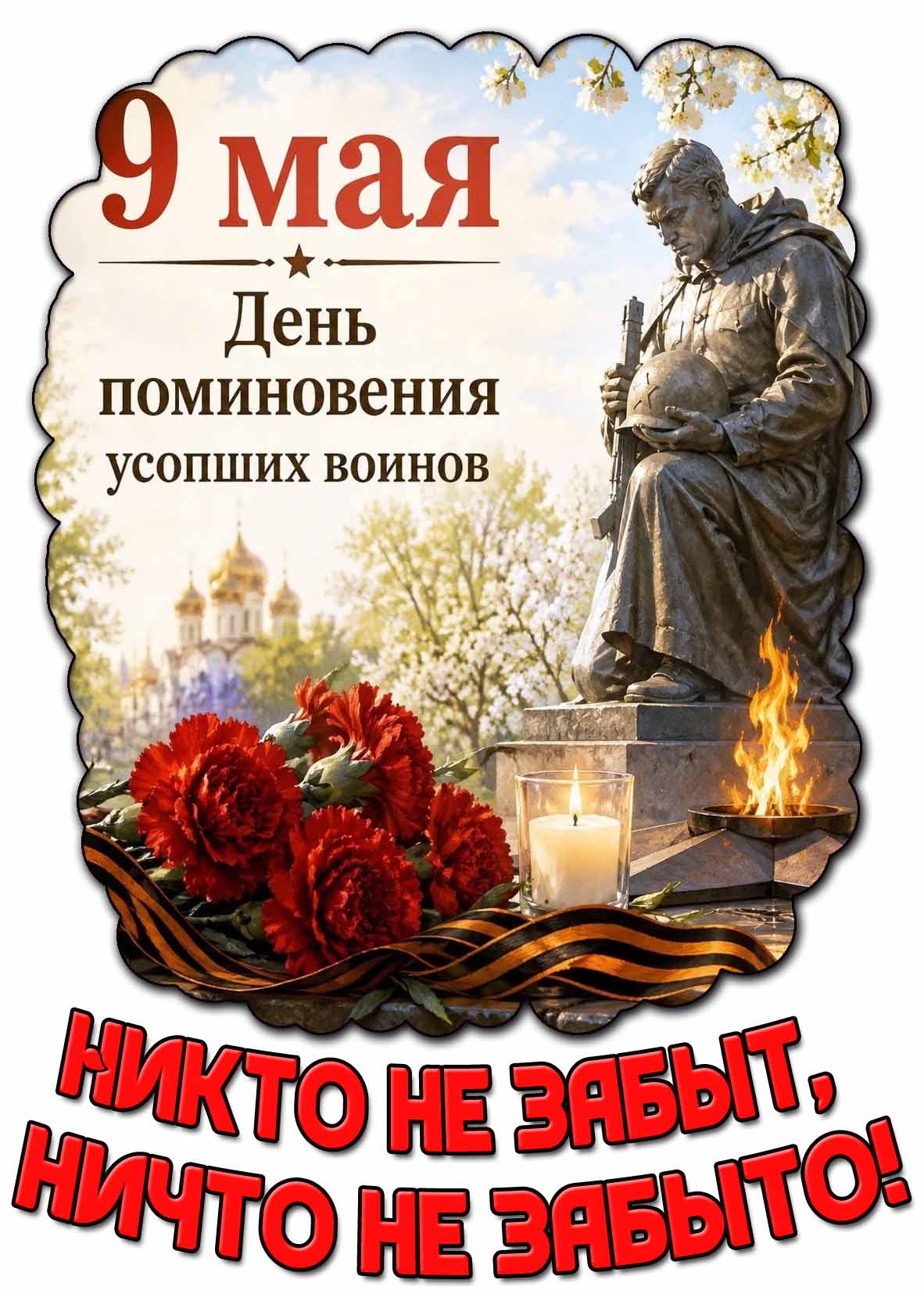 Открытка "9 мая - день поминовения усопших воинов! Никто не забыт, ничто не забыто!"