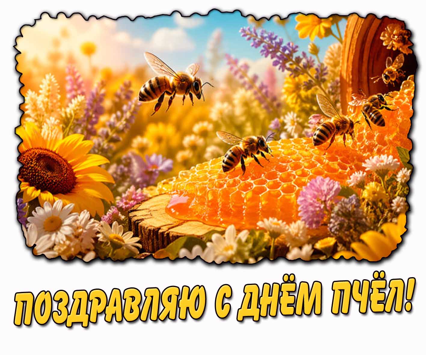 Открытка "Поздравляю с днём пчёл!"