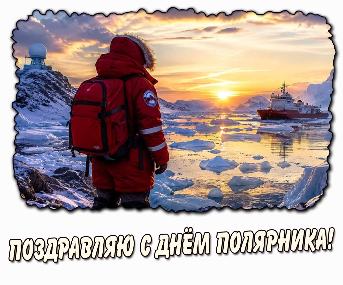Открытка "Поздравляю с днём полярника!"