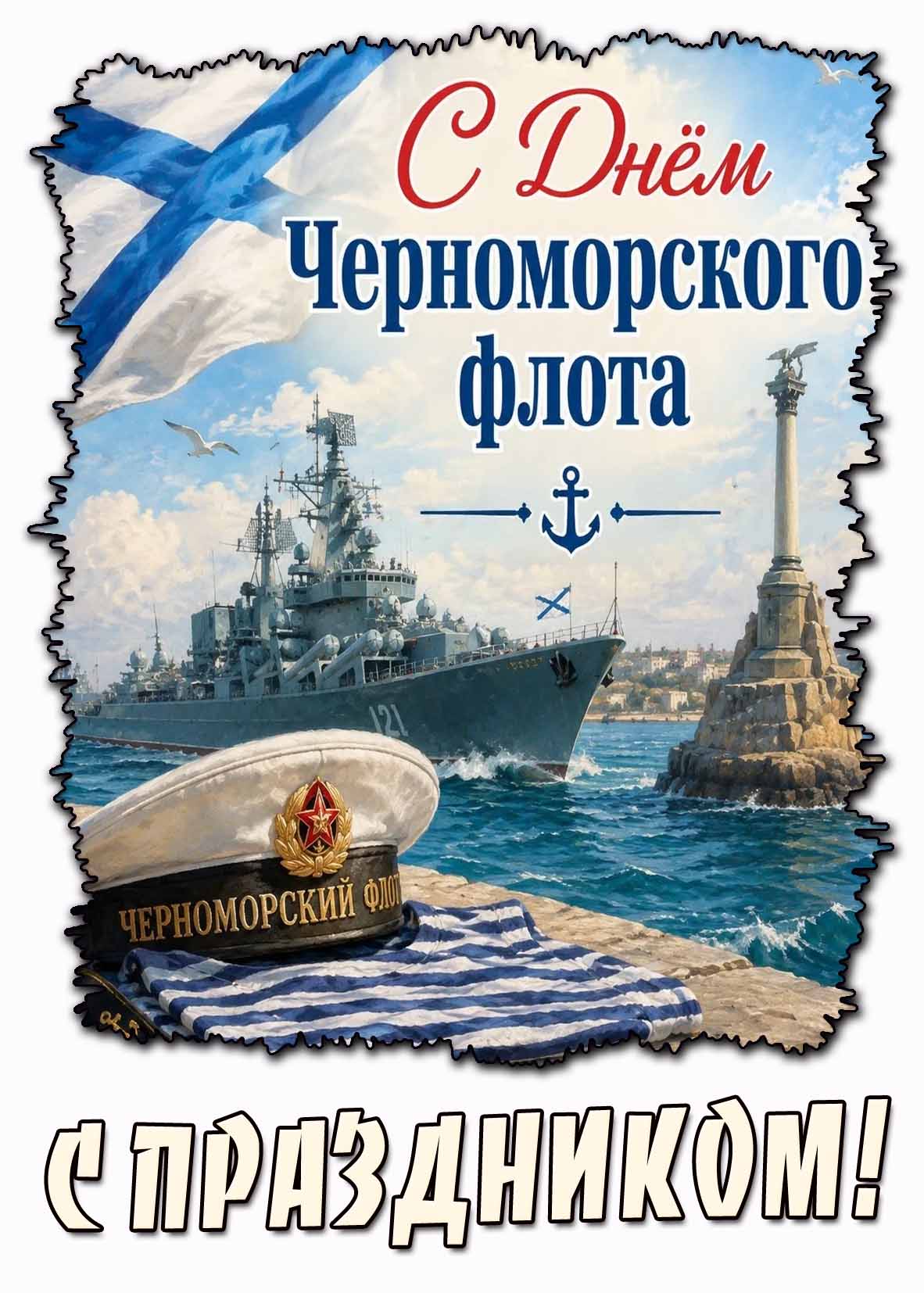 Открытка "С днём Черноморского флота! С праздником!"