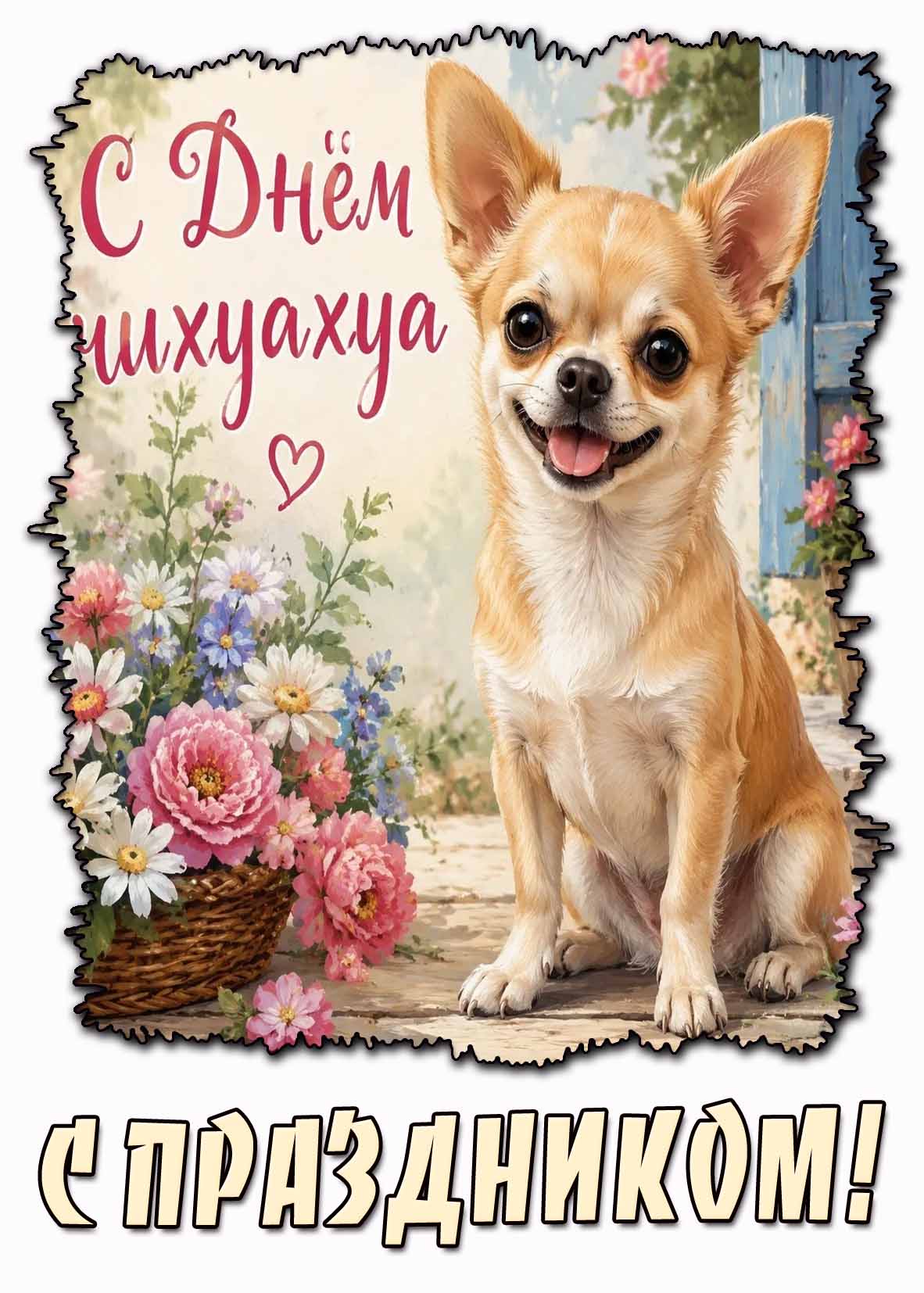 Открытка "С днём чихуахуа! С праздником!"