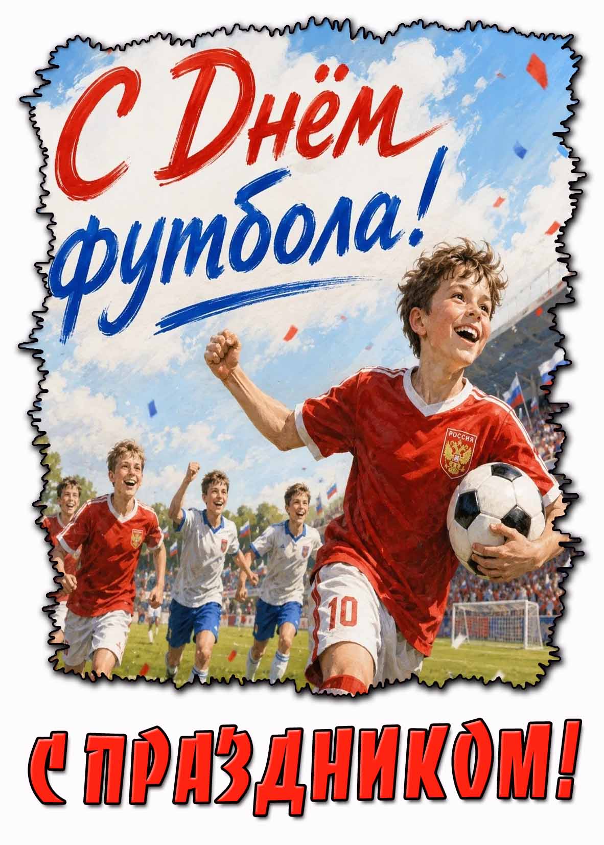 Открытка "С днём футбола! С праздником!"