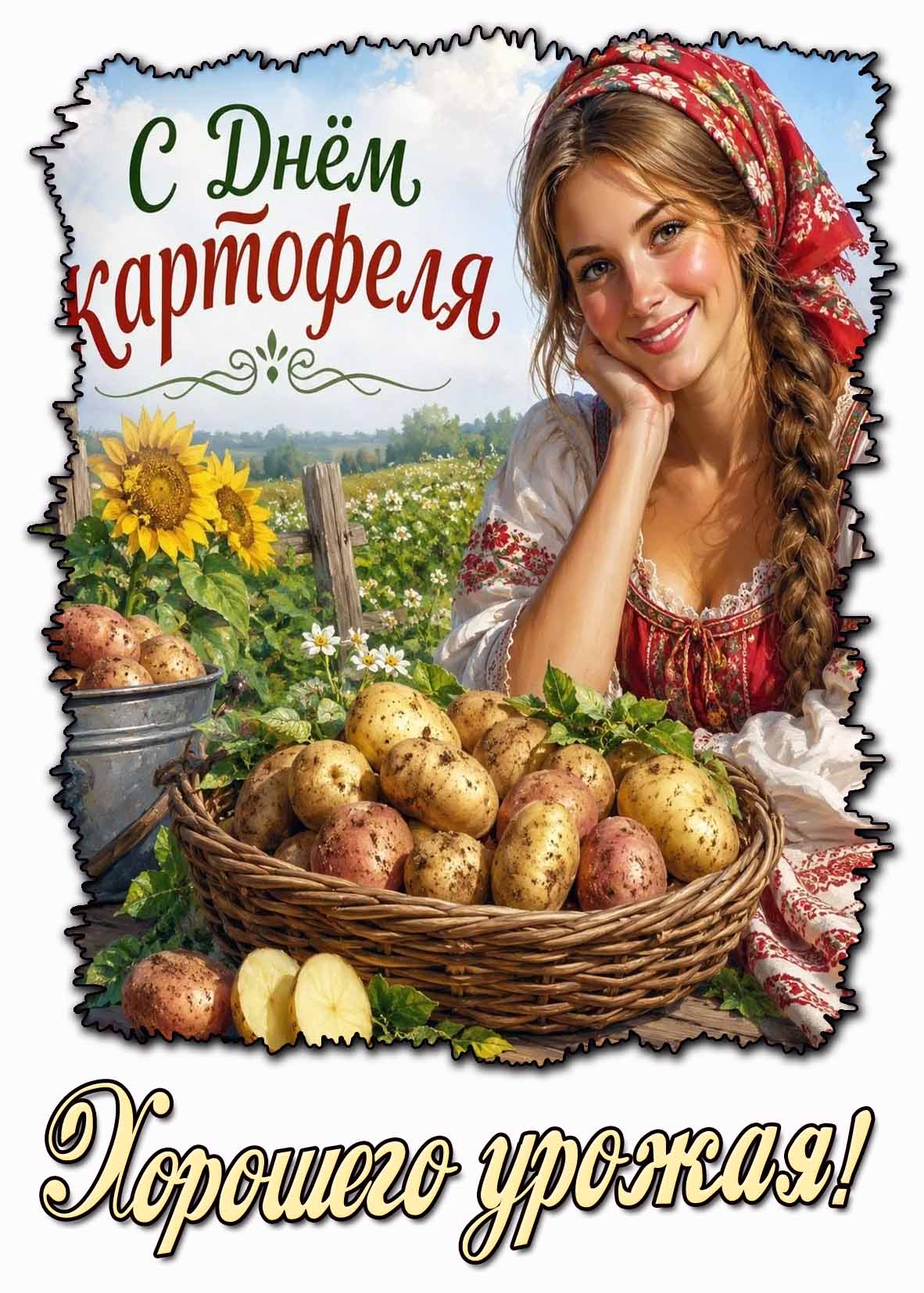 Открытка "С днём картофеля! Хорошего урожая!"
