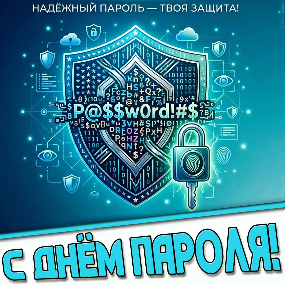 Открытка "С днём пароля! Надёжный пароль - твоя защита!"