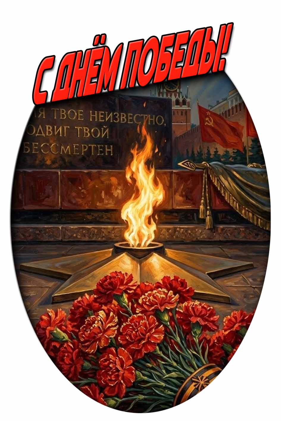 Открытка "С днём победы! Имя твоё неизвестно, подвиг твой бессмертен!"