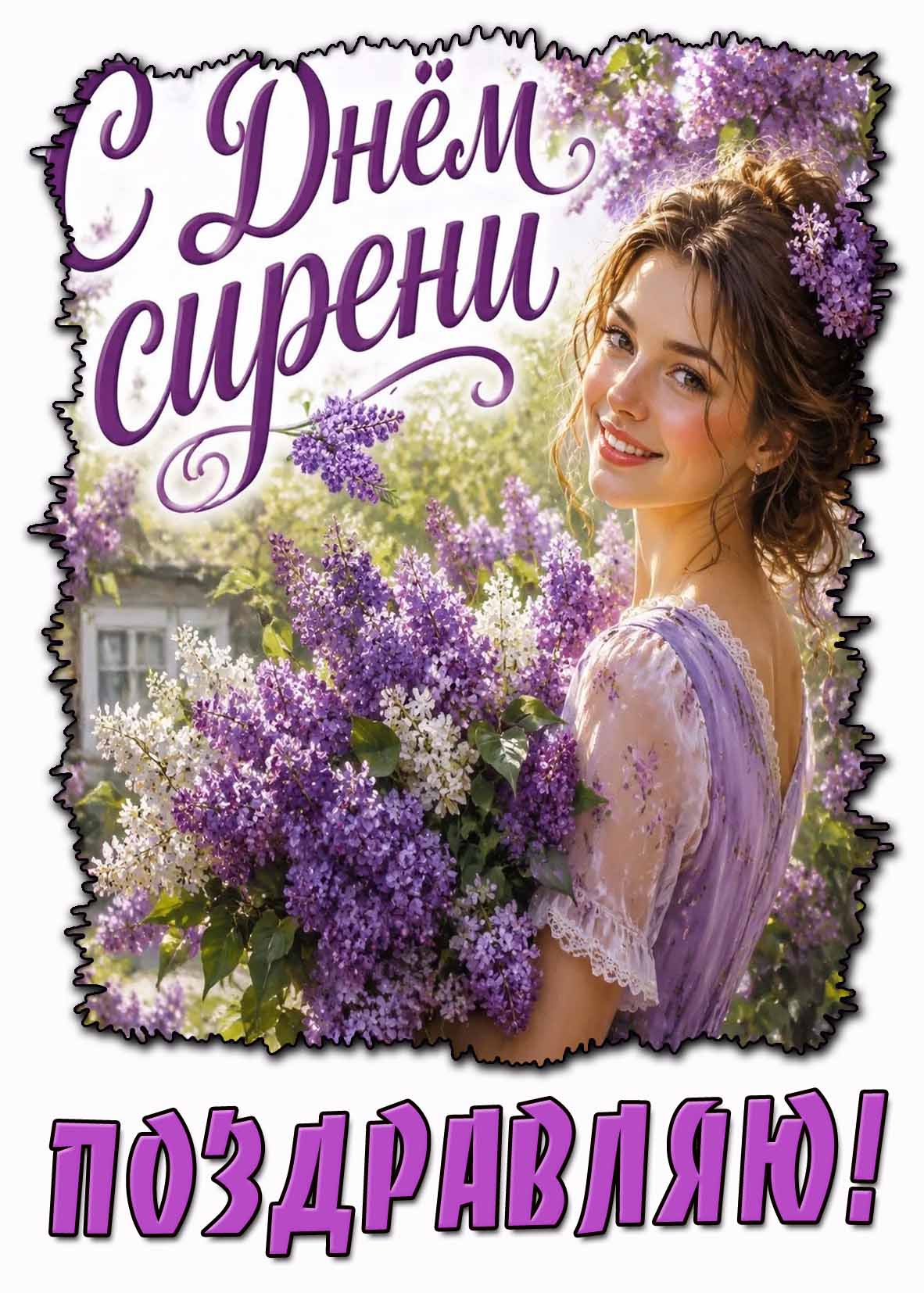 Открытка "С днём сирени! Поздравляю!"