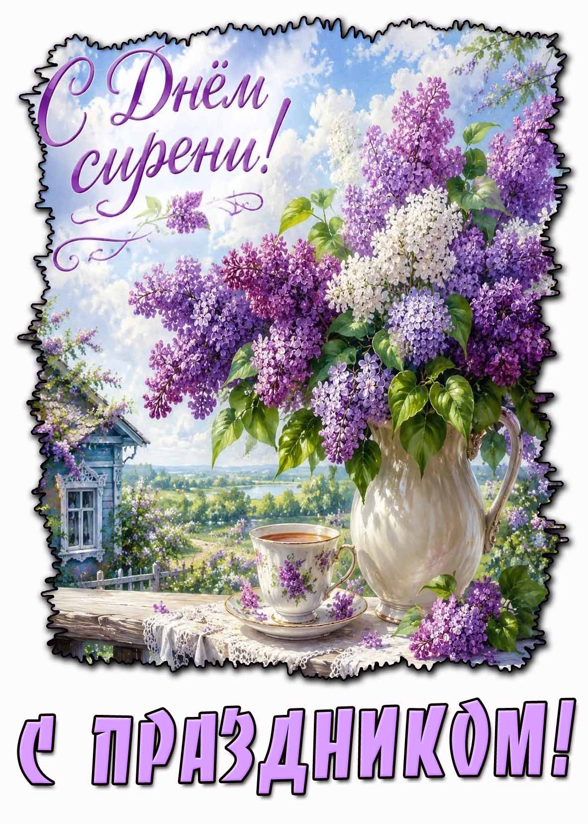 Открытка "С днём сирени! С праздником!"