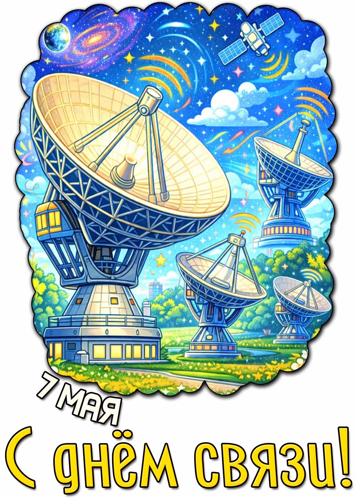 Открытка с днём связи - 7 мая