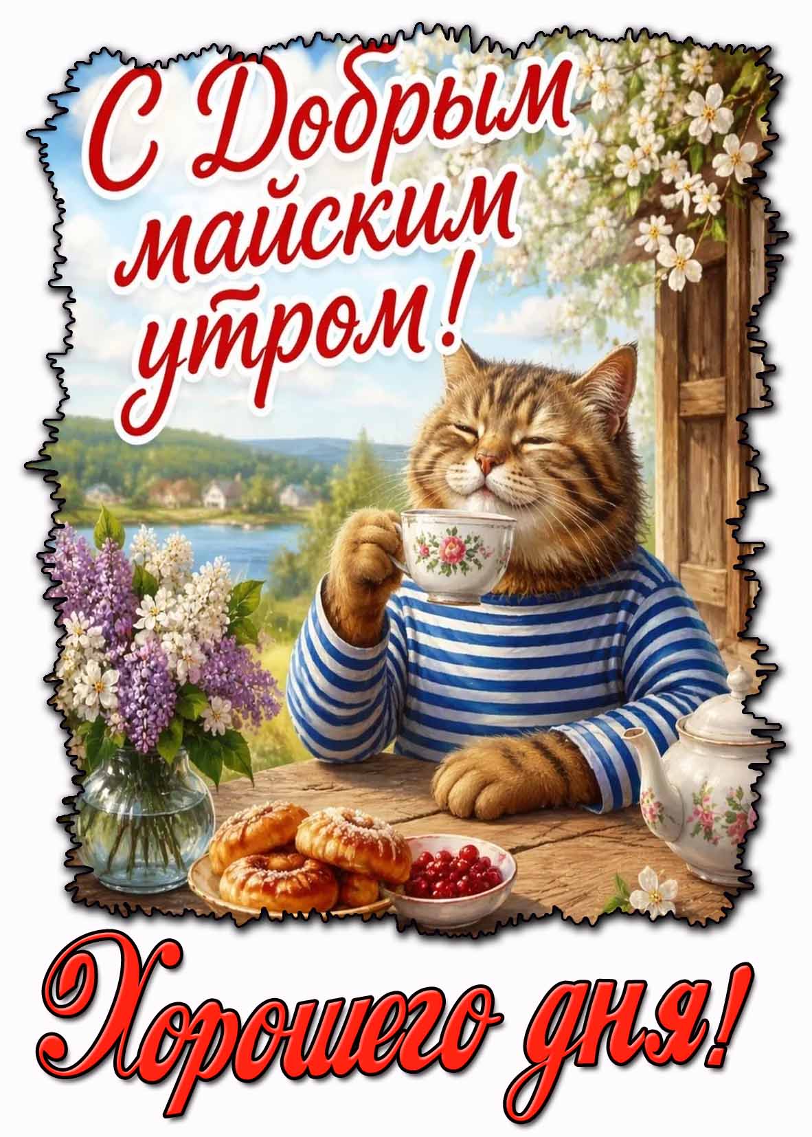 Открытка "С добрым майским утром! Хорошего дня!"
