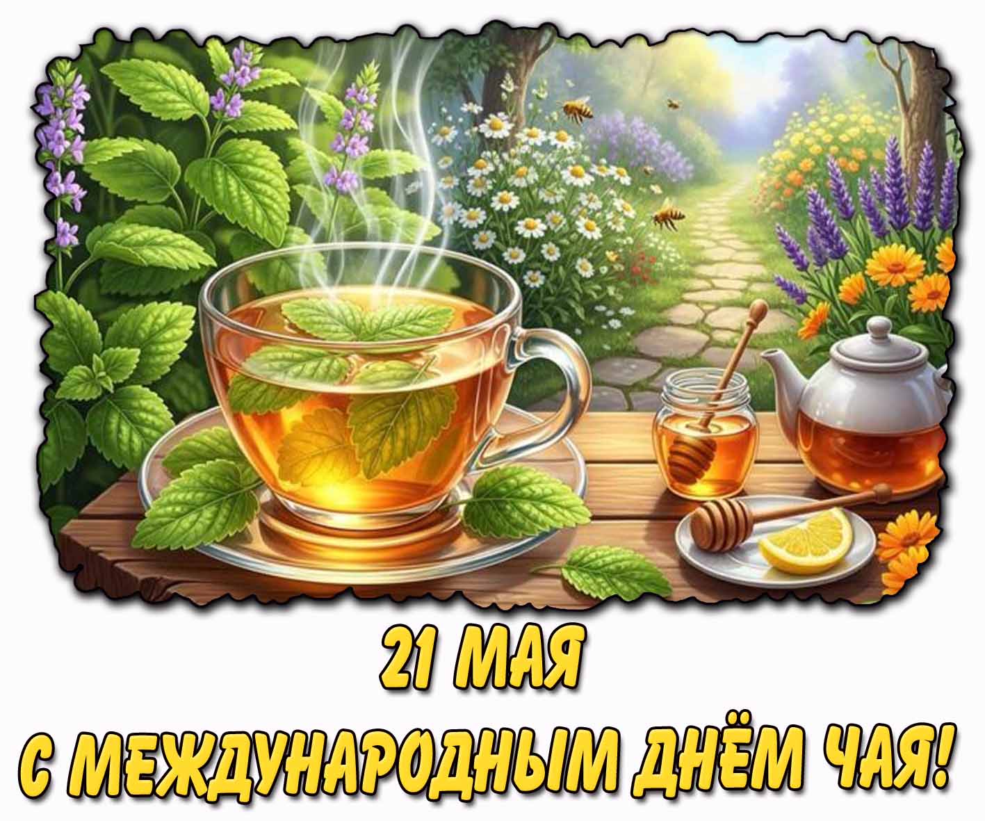 Открытка с международным днём чая - 21 мая
