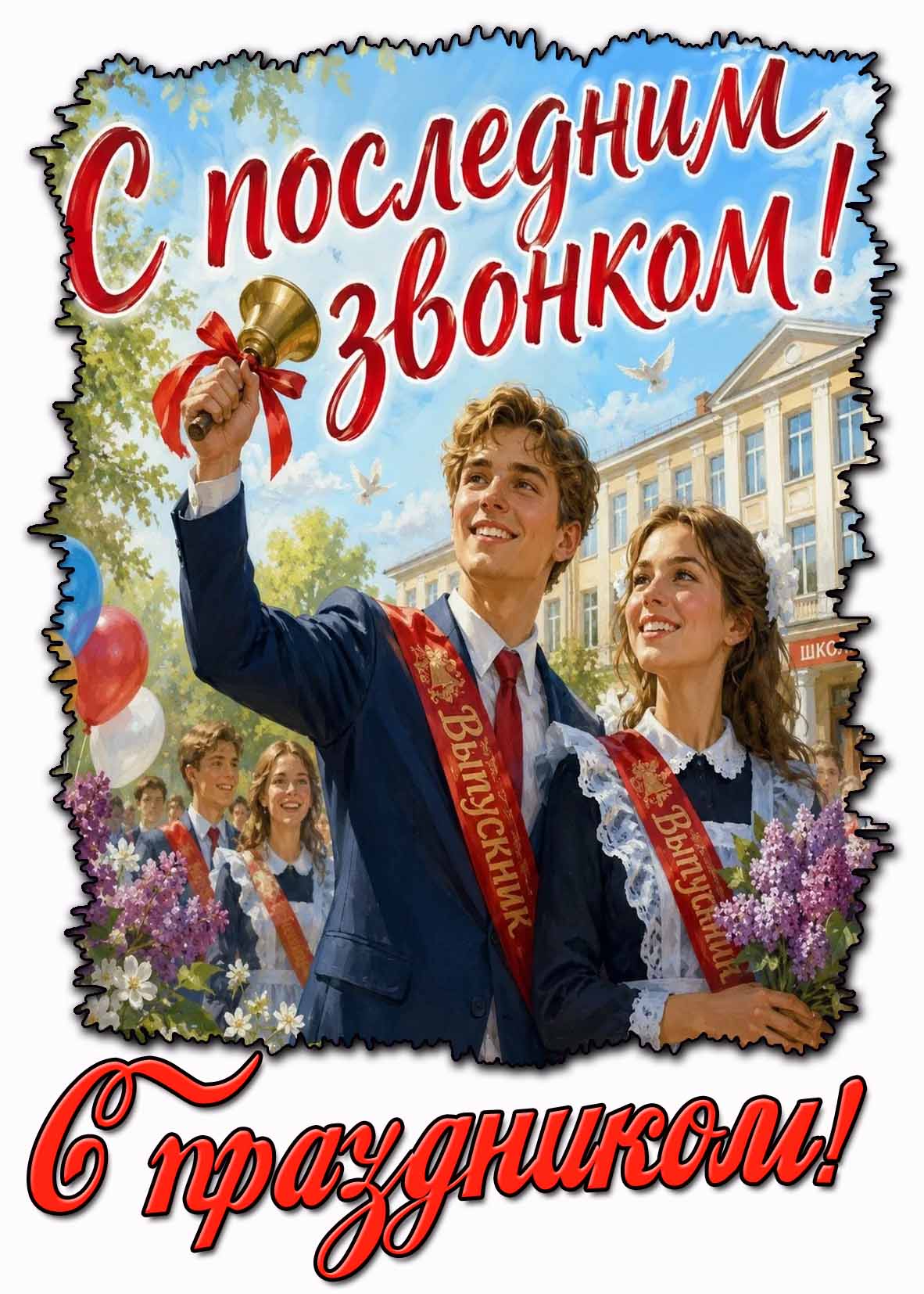 Открытка "С последним звонком! С праздником!"