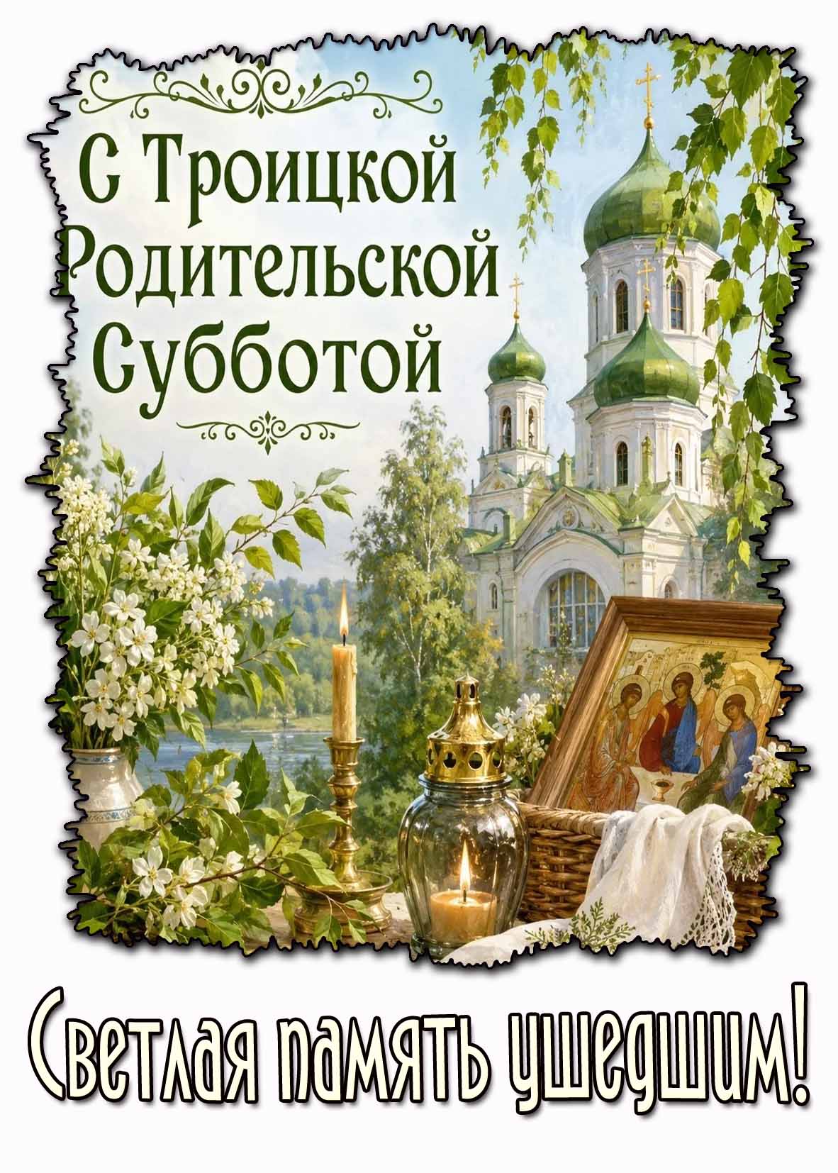 Открытка "С Троицкой родительской субботой! Светлая память ушедшим!"
