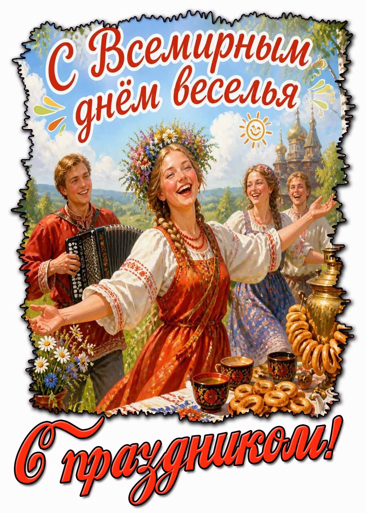 Открытка "С Всемирным днём веселья! С праздником!"