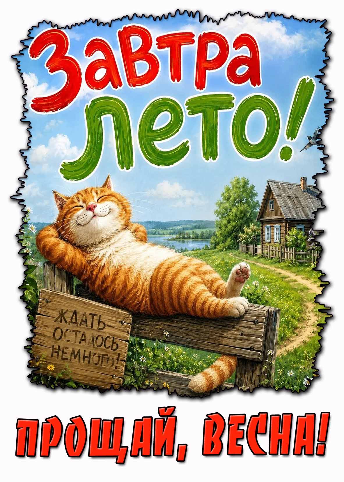Открытка "Завтра лето! Ждать осталось немного! Прощай, весна!"
