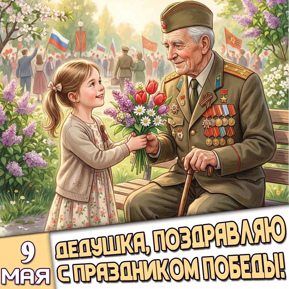 Картинка 9 мая - Дедушка, поздравляю с днём победы!