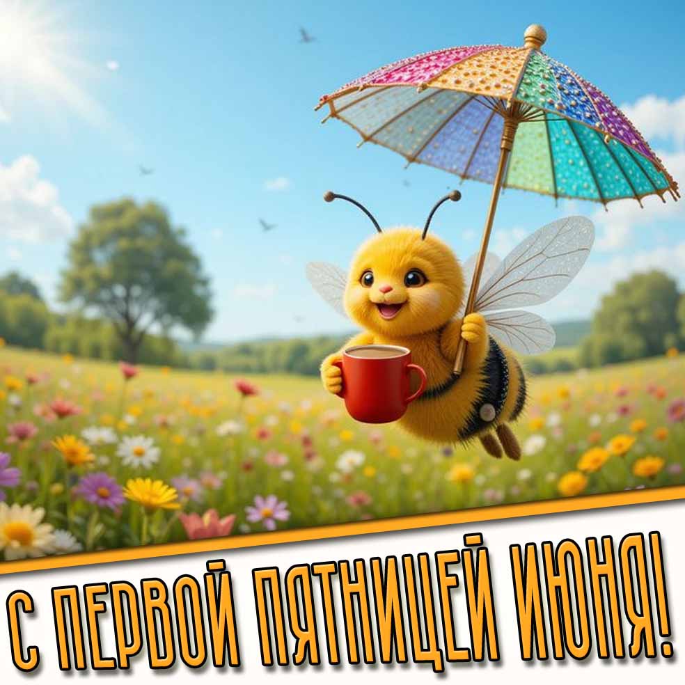 С первой пятницей июня! - прикольная открытка