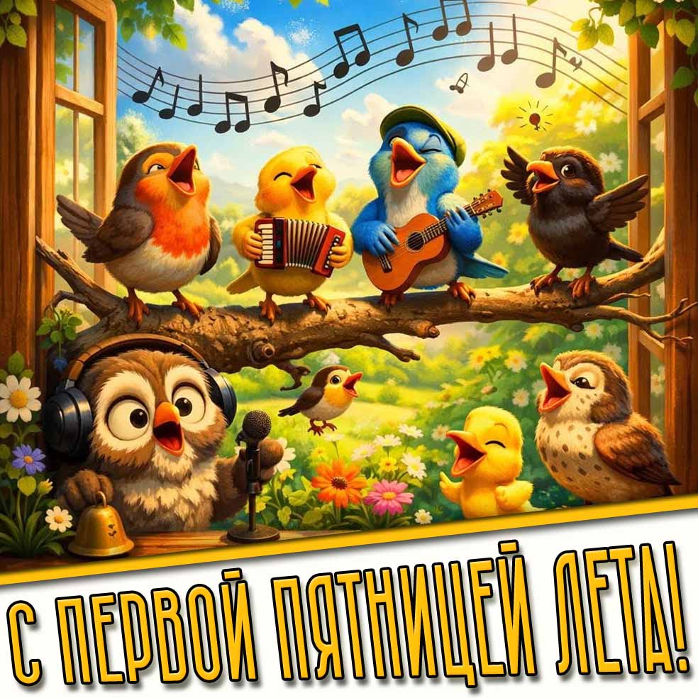 Позитивная открытка с первой пятницей лета
