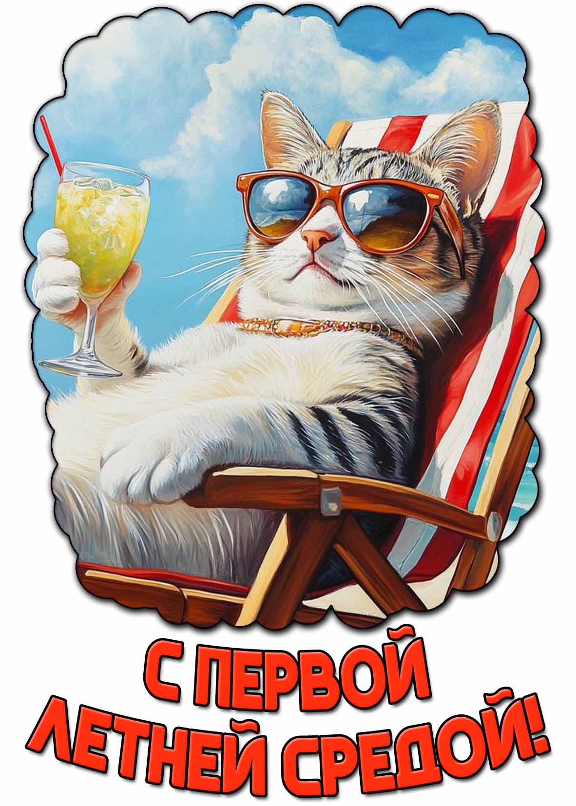 С первой летней средой! - открытка с котом