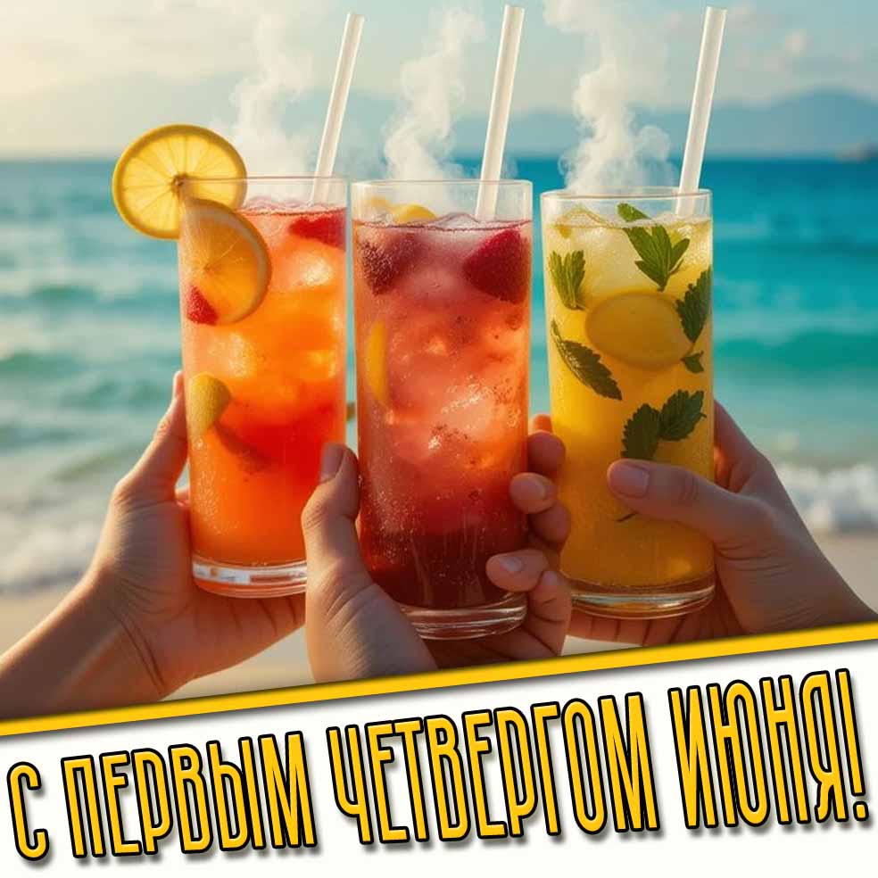 С первым четвергом июня! - открытка