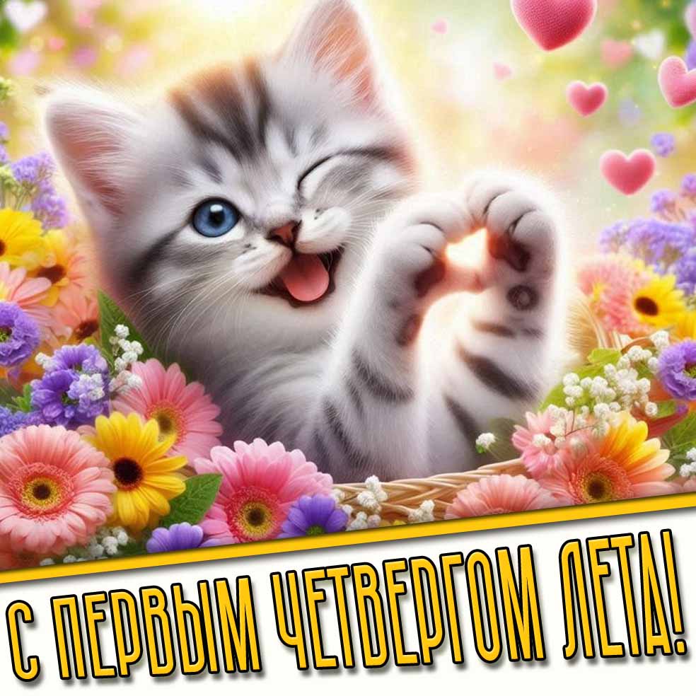 Прикольная открытка с первым четвергом лета