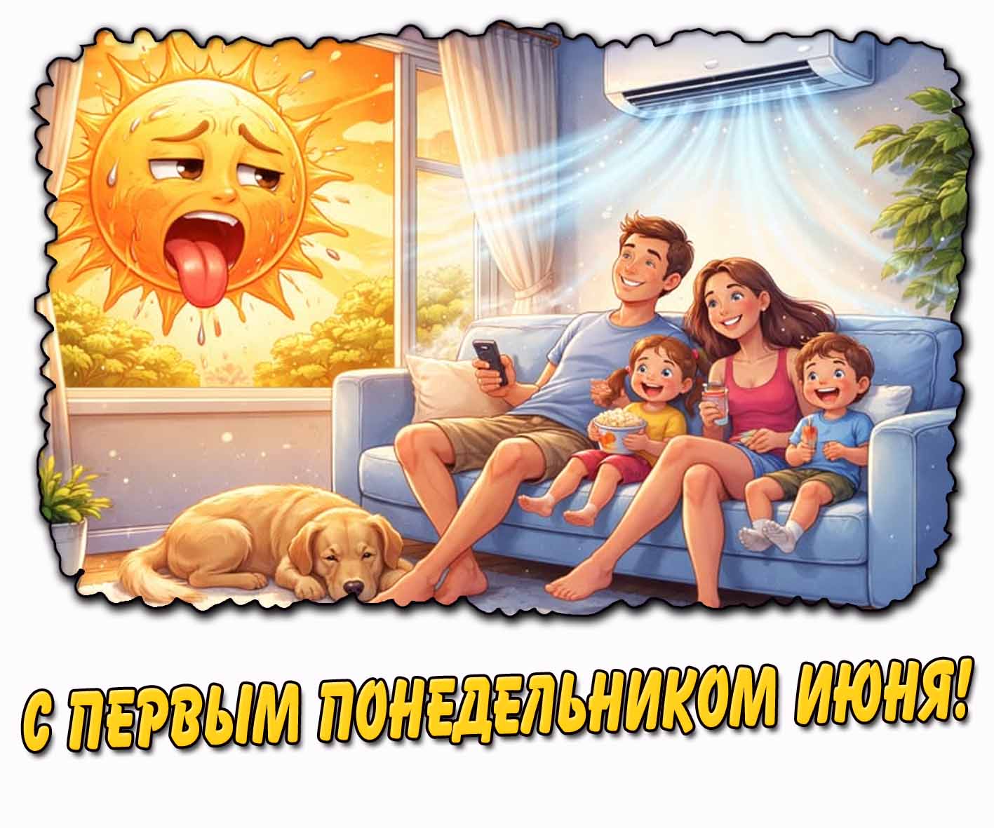 Открытка с первым понедельником июня