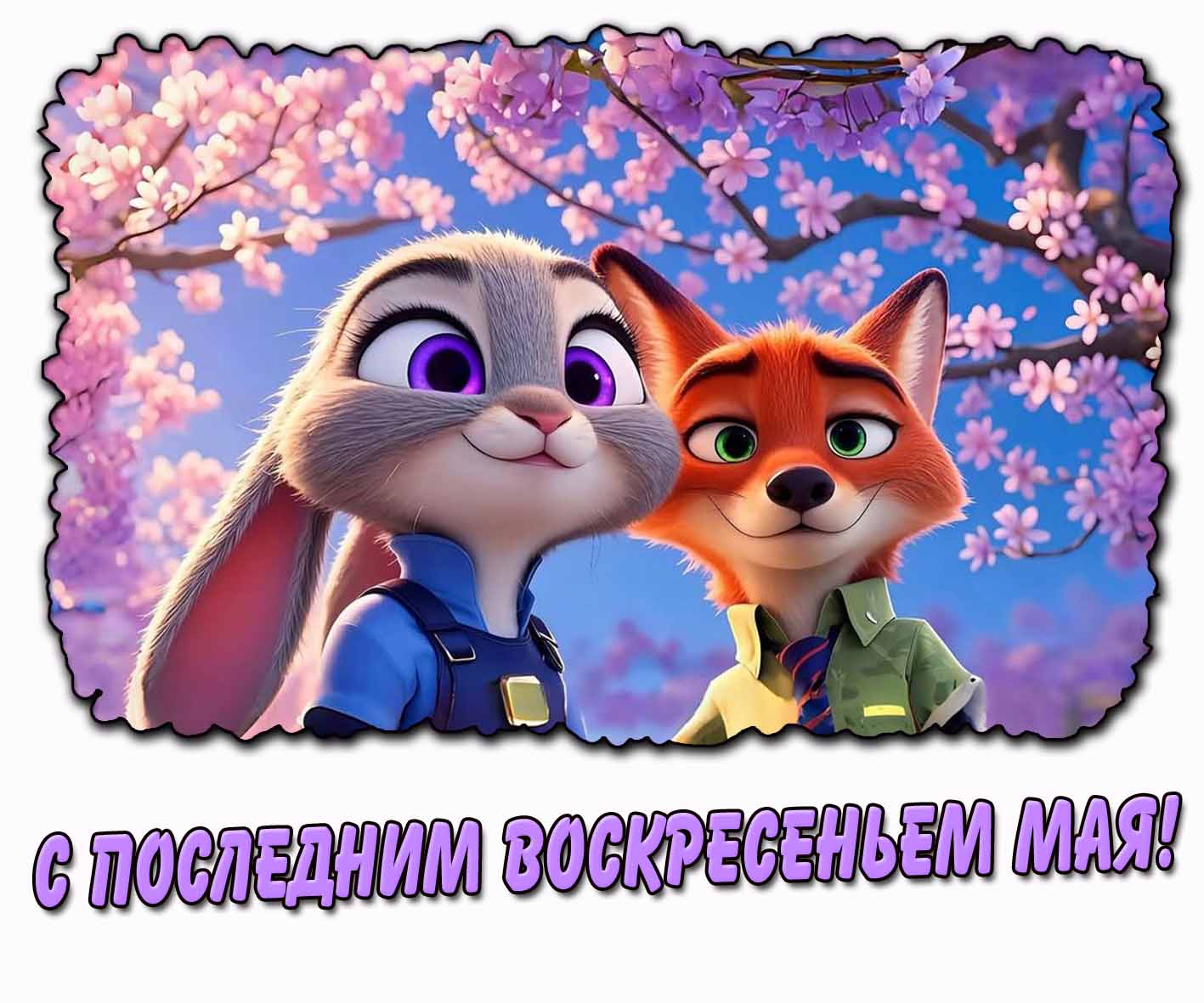 С последним воскресеньем мая! - мультяшная открытка