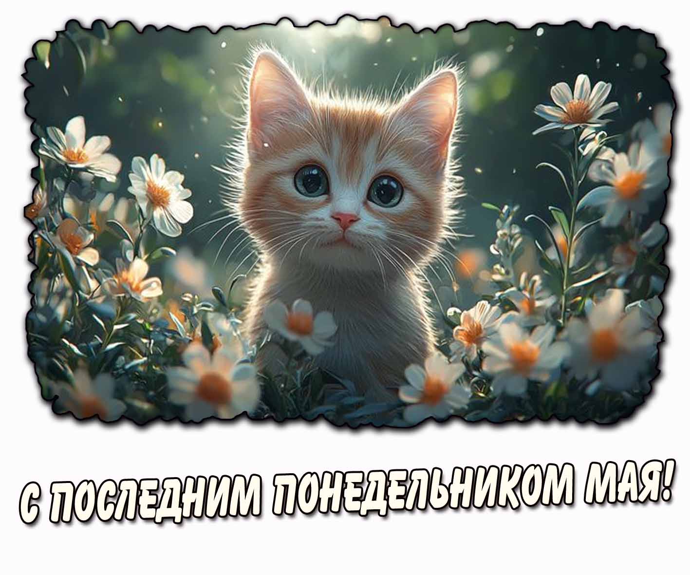 С последним понедельником мая! - открытка с котёнком