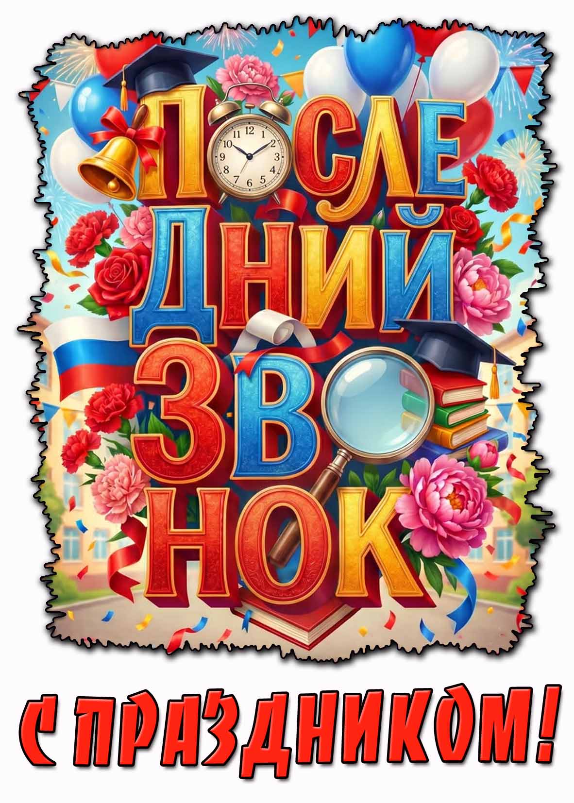 Открытка "Последний звонок! С праздником!"
