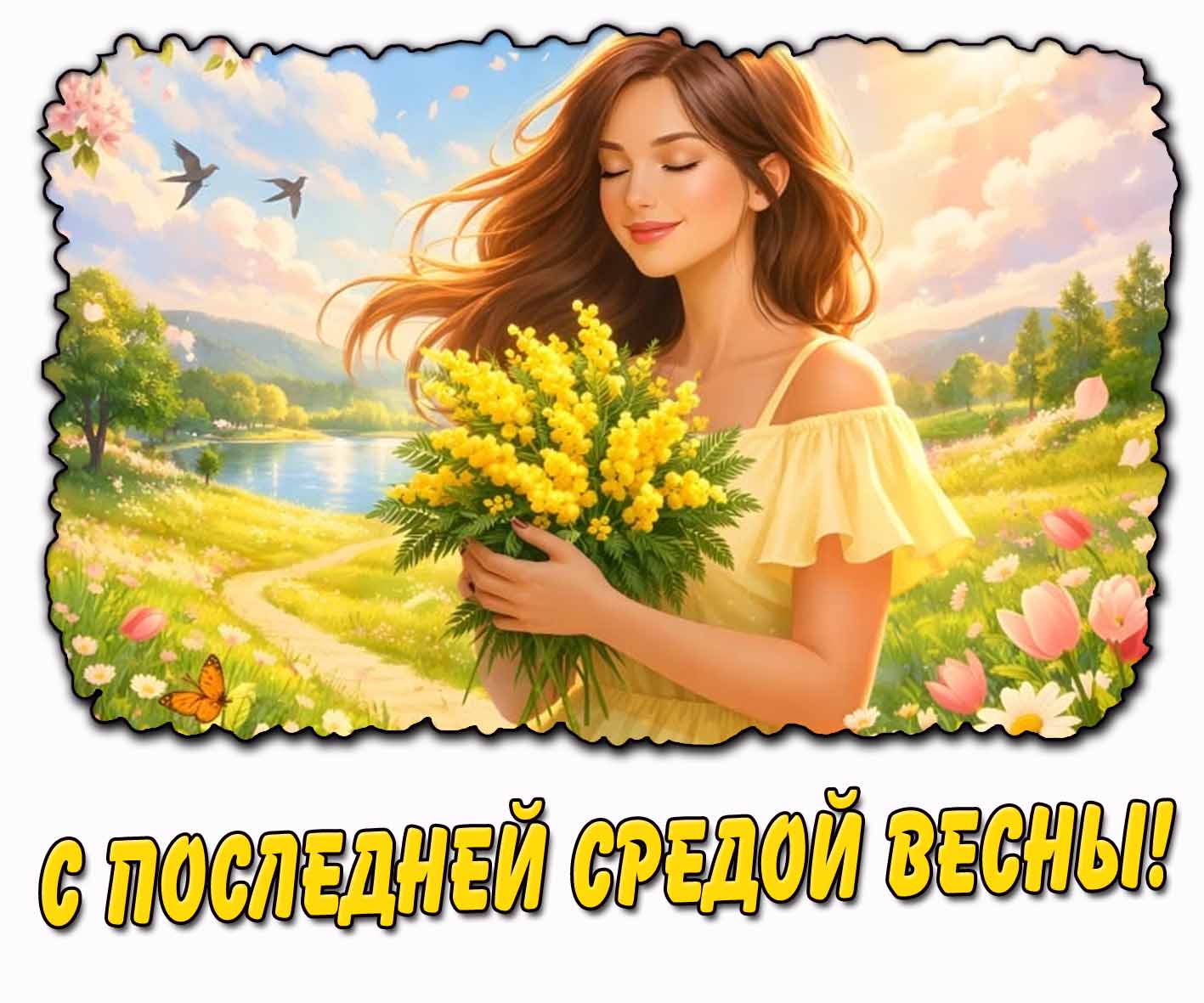 С последней средой весны! - открытка с девушкой