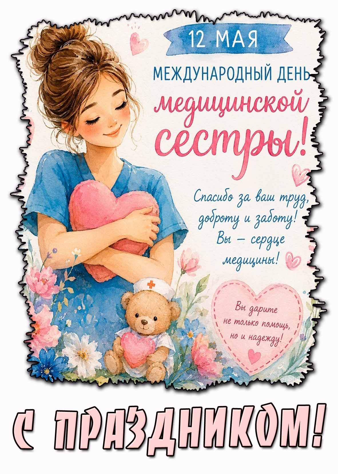 Поздравительная картинка на Международный день медицинской сеcnры! С праздником! - 12 мая!