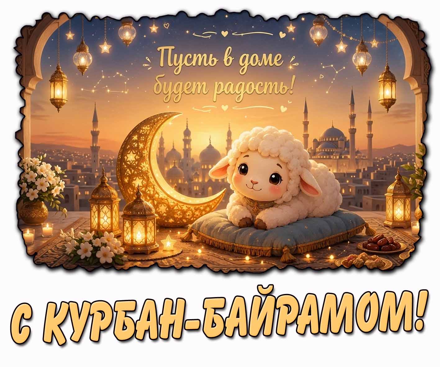 Открытка "С Курбан-байрамом! Пусть в доме будет радость!"