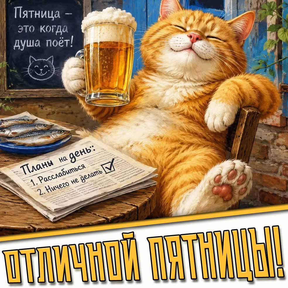 Прикольная картинка "Отличной пятницы! Пятница - это когда душа поёт!"