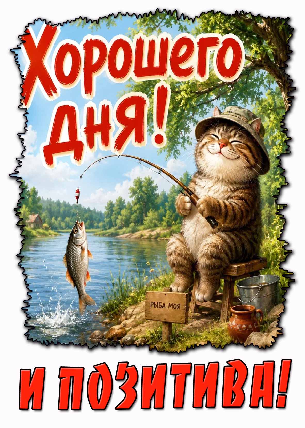 Прикольная летняя открытка "Хорошего дня! И позитива!"
