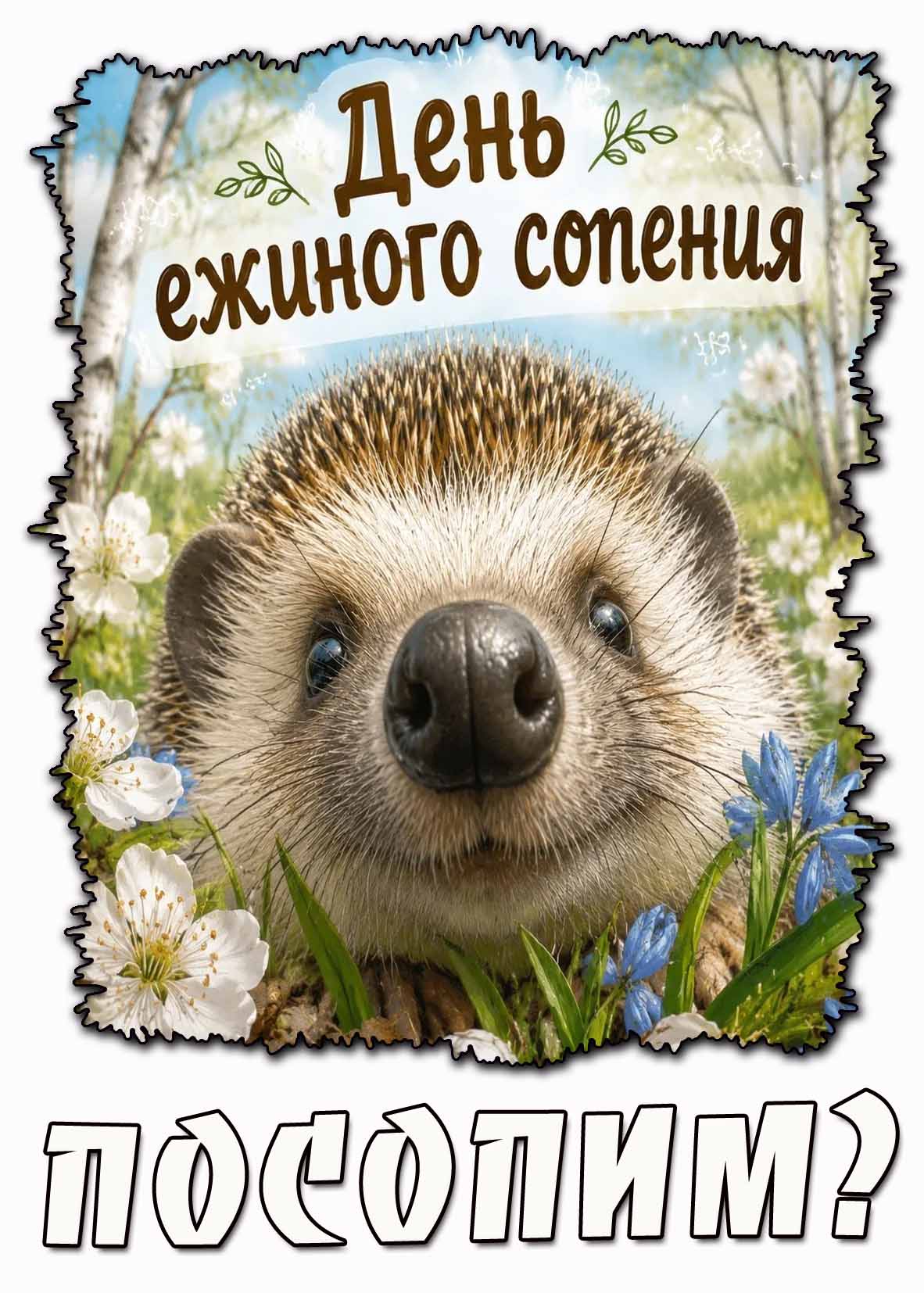Прикольная открытка "День ежиного сопения! Посопим?"
