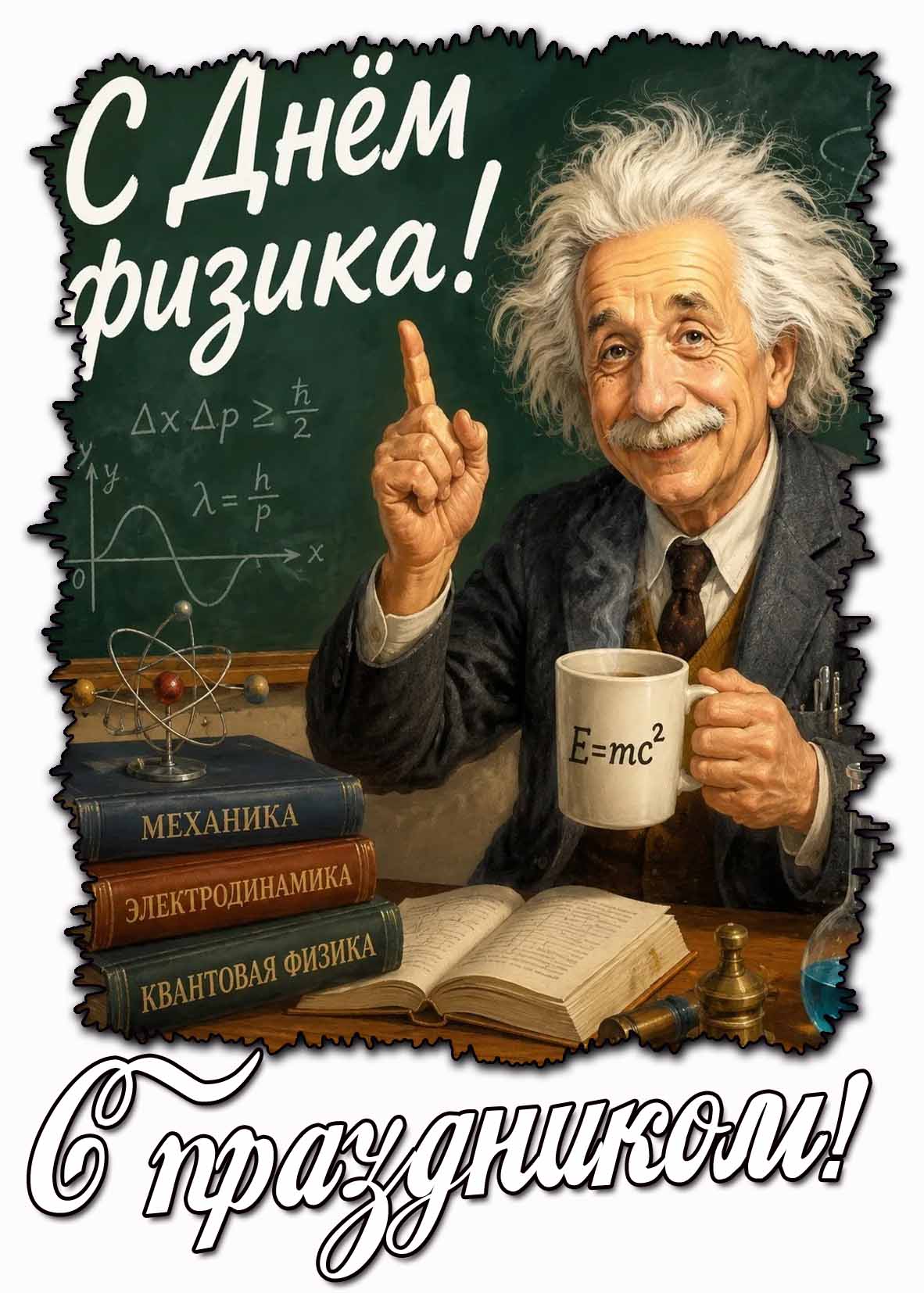 Прикольная открытка "С днём физика! С праздником!"