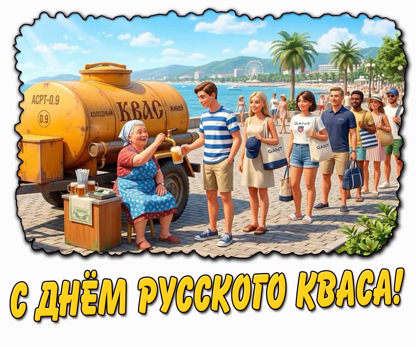 Прикольная открытка с днём русского кваса