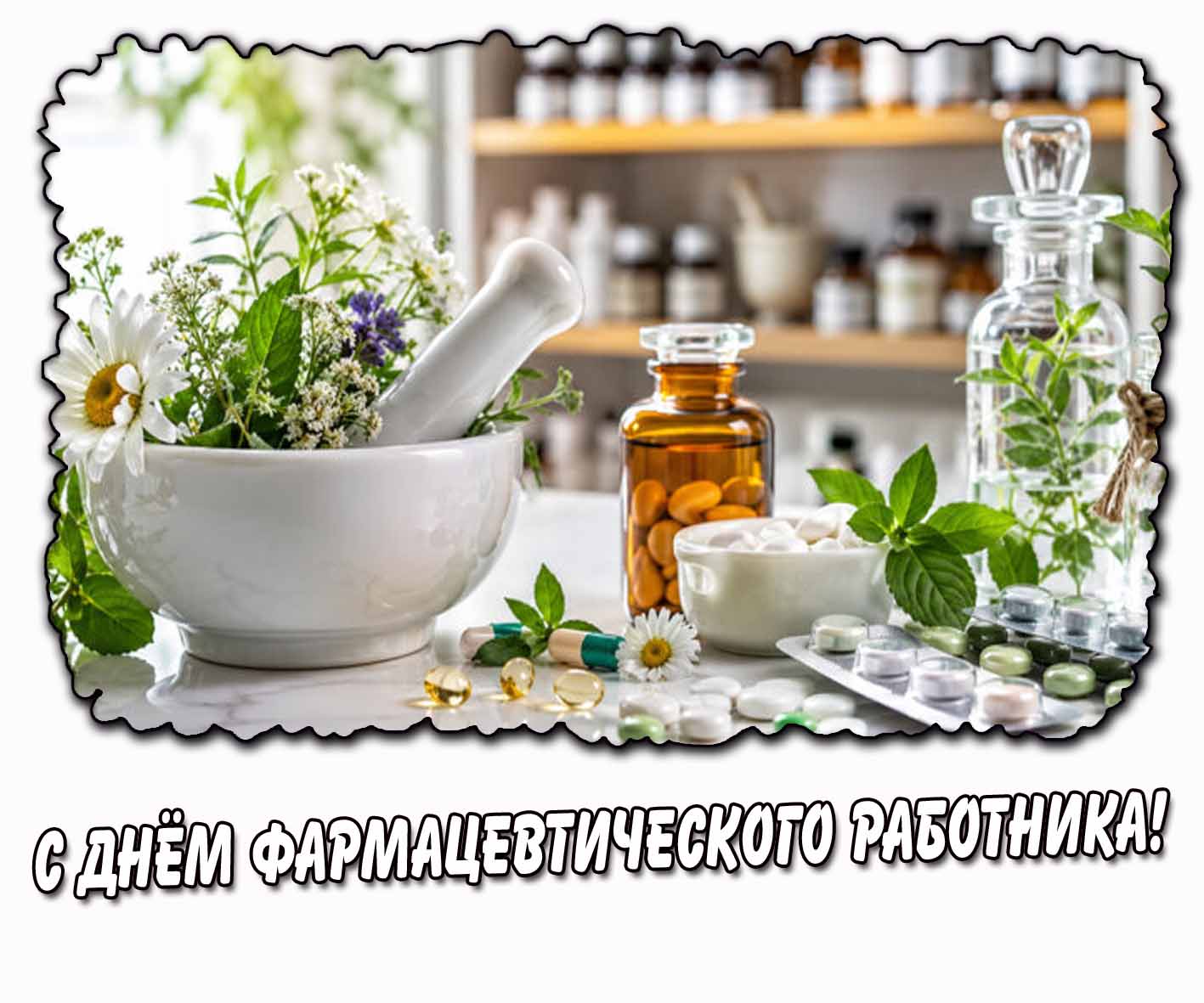 С днём фармацевтического работника! - открытка с лекарствами