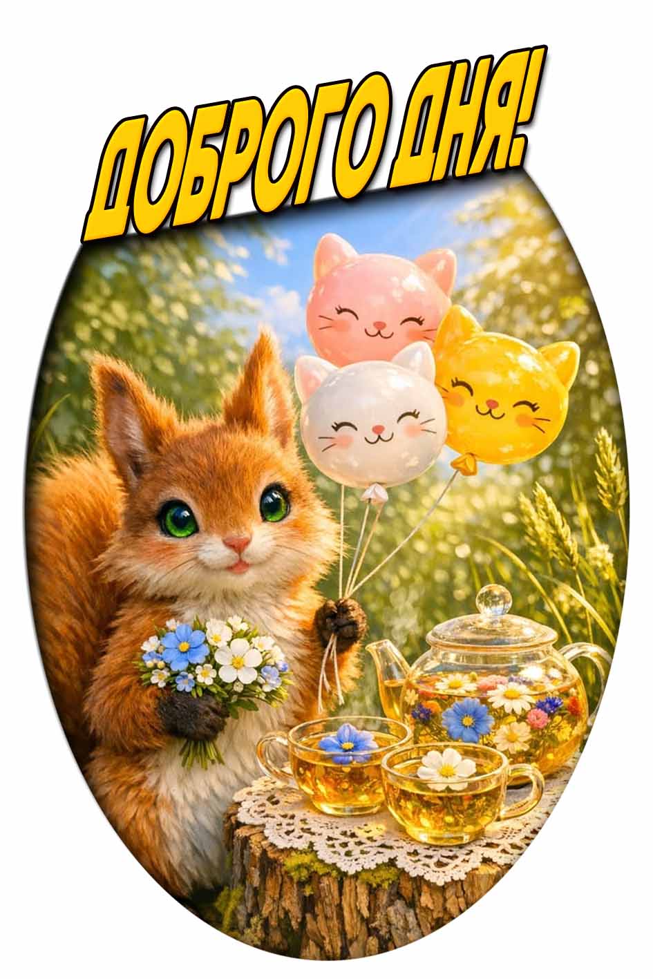 Доброго дня! - летняя открытка с чаем