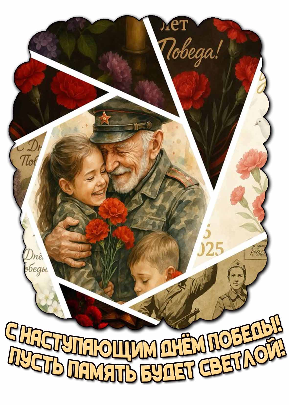 Открытка "С наступающим днём победы! Пусть память будет светлой"