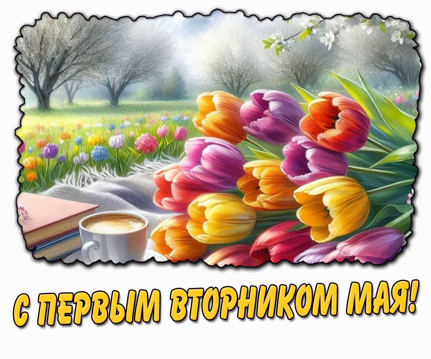 С первым вторником мая! - картинка с тюльпанами