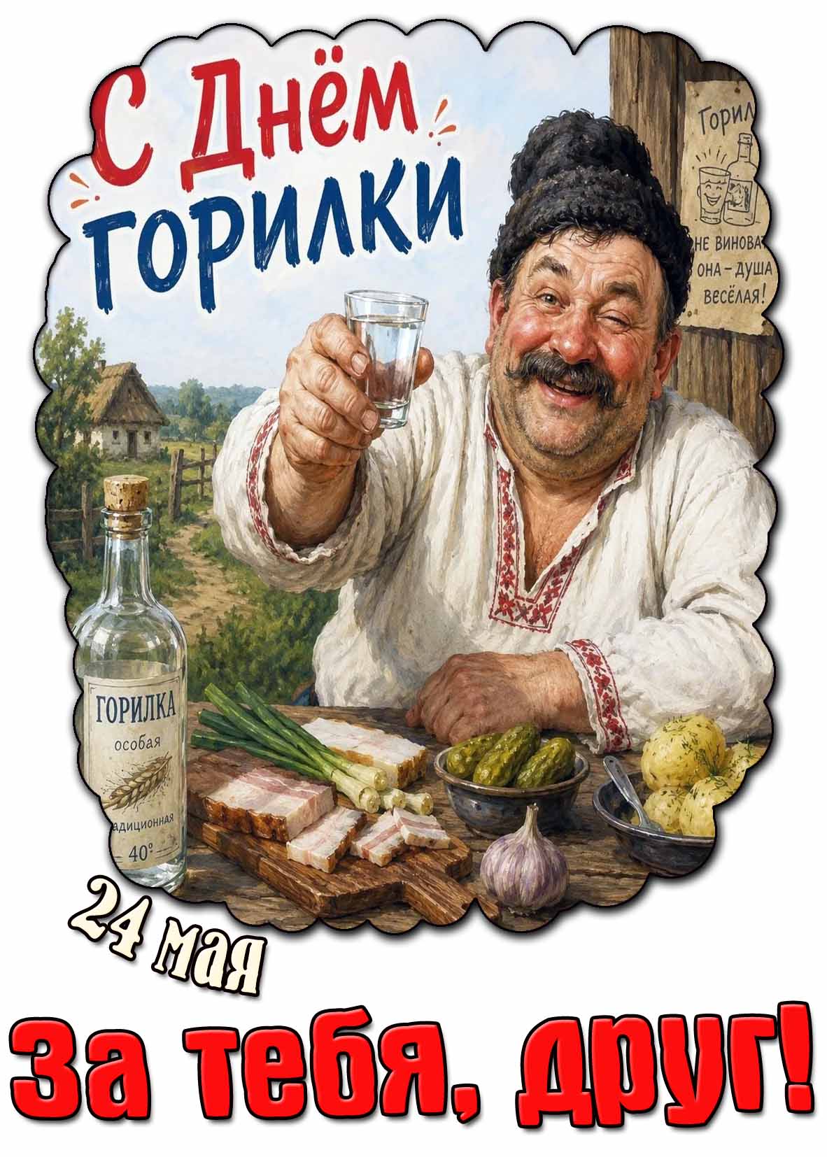 Смешная картинка "24 мая - с днём горилки! За тебя, друг!"