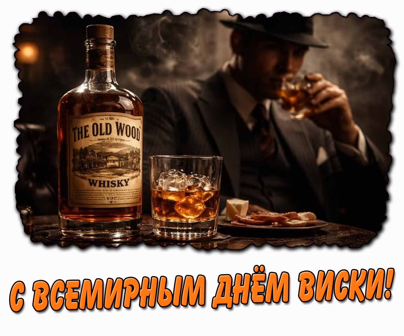 Стильная открытка с Всемирным днём виски
