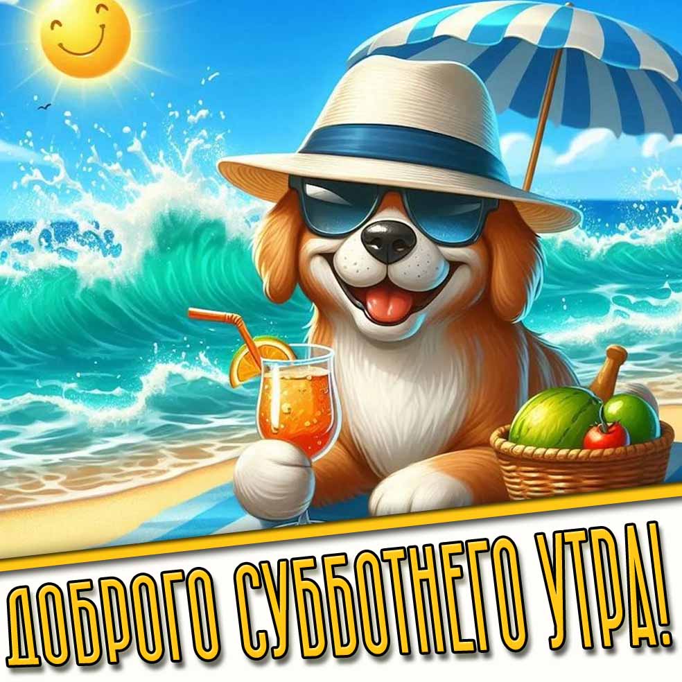 Доброго субботнего утра! - летняя картинка с собакой