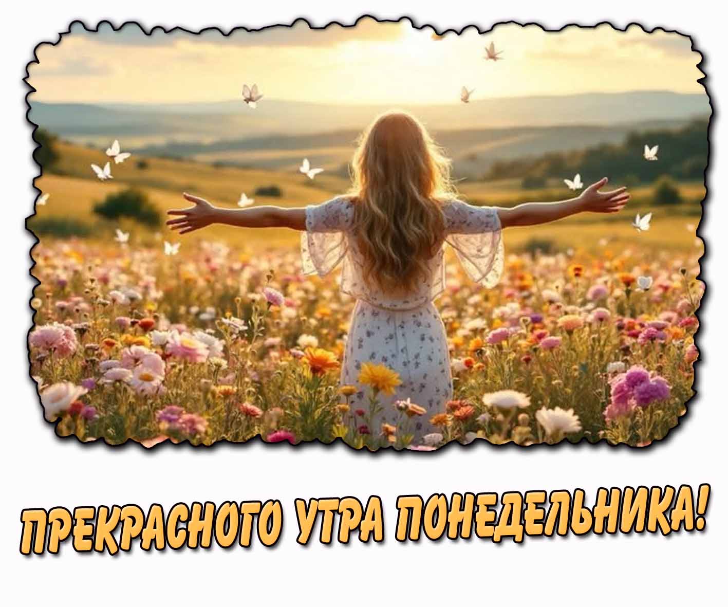 Прекрасного летнего утра понедельника! - летняя картинка с девушкой