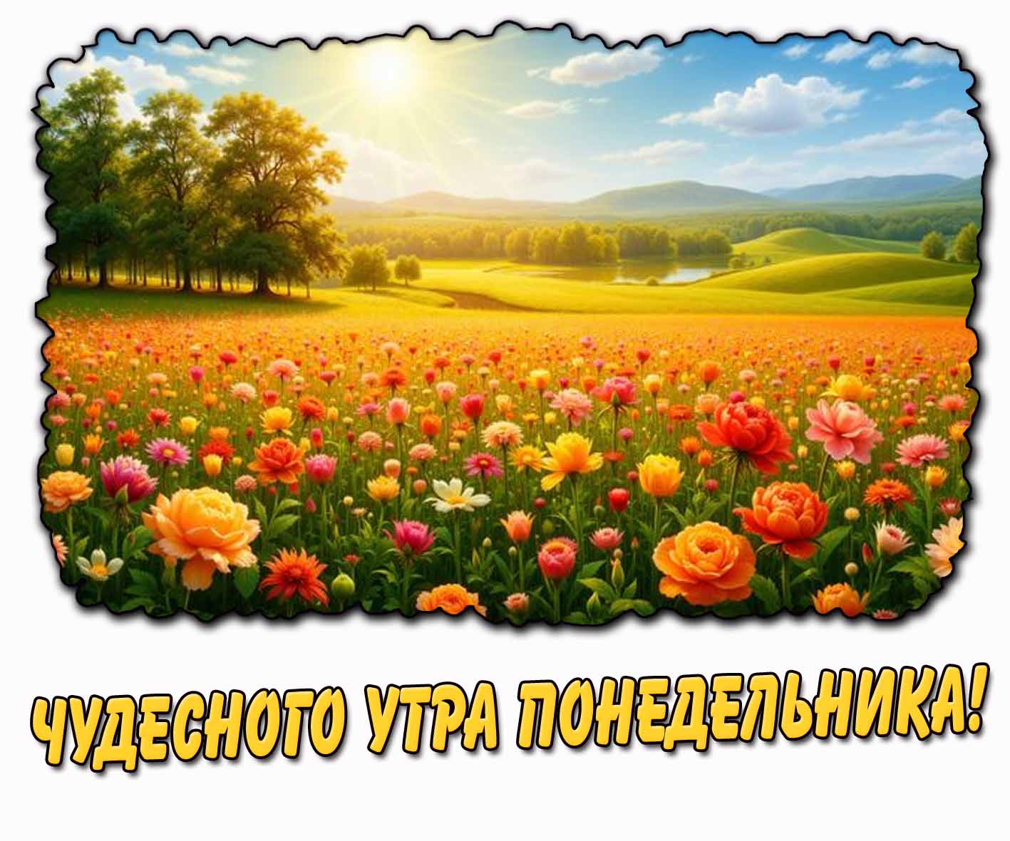 Чудесного утра понедельника! - летняя открытка с цветами