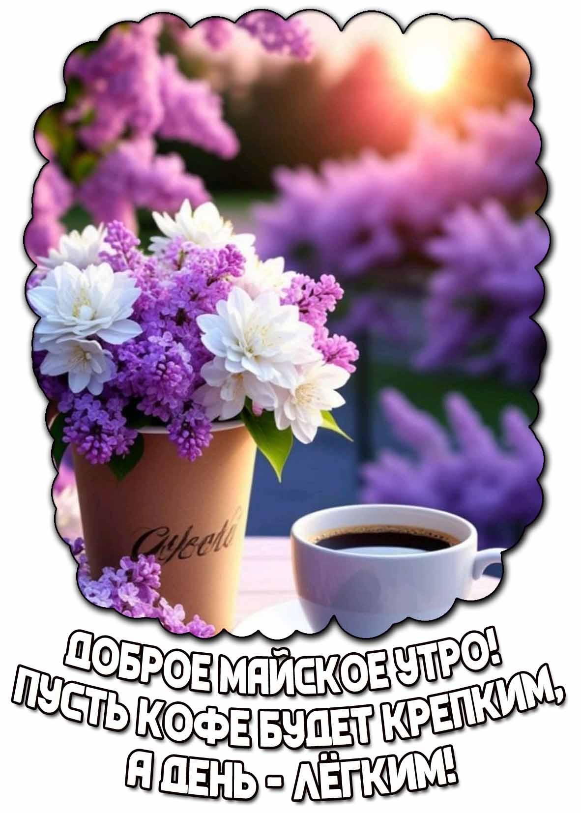 Картинка "Доброе майское утро! Пусть кофе будет крепким, а день - лёгким!"